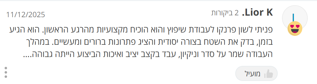 ביקורת לקוח על שון פרנקו