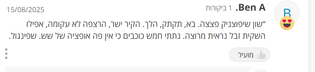 ביקורת לקוח על שון פרנקו